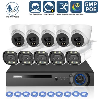 H.265 5MP POE CCTV biztonsági rendszer XMEYE 4K 10CH NVR kamera biztonsági rendszer színes éjjellátó kamera videó megfigyelő készlet 8CH
