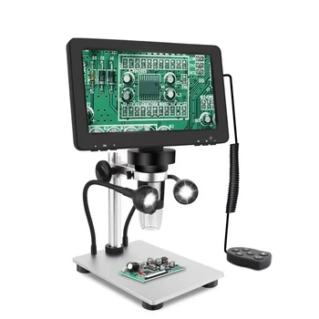 Kiváló minőségű digitális kijelző 1200X 7 hüvelykes HD mikroszkóp elektronikus PCB javítás 8 LED külső 2 LED fényforrással