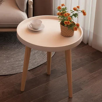 Kétrétegű kis kerek asztal dohányzóasztal kanapé éjjeliszekrény erkélyes hálószoba egyszerű nappali Egyszerű kör alakú dohányzóasztal