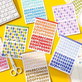 6db/Macron Color Number Letter Levélpapír matrica Notebook Planner Írószer vágott könyv Aranyos színátmenetes színes dekorációs matrica