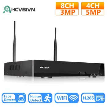 4 CH 5MP / 8 CH 3MP Mini Wifi NVR arcfelismerés Xmeye iCsee videofelvevő TF kártyanyílás vezeték nélküli biztonsági rendszerhez 3.5 