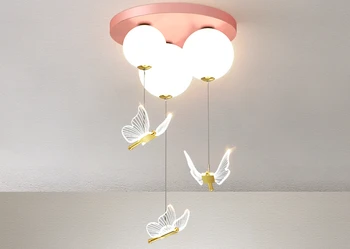 Gyerek hálószoba fény Modern minimalista kreatív léggömb pillangó lámpa Hangulatos és romantikus fiúk és lányok szoba mennyezeti lámpa