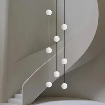 Lépcsőház függőlámpa LED Modern családi lámpák Gömb alakú hosszú csarnok Csillár mennyezet Luxus beltéri világítás Függő lámpák