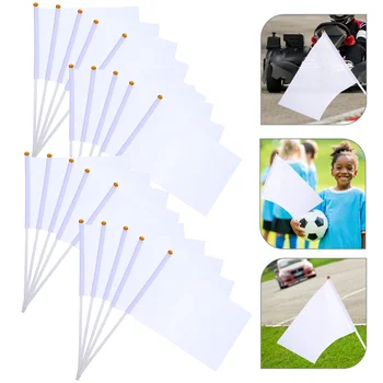 Hullámzó zászló Egyszerű hordozható Kényelmes, praktikus, kézzel forgatható zászló Fehér lengő zászló a fesztiválhoz DIY kis zászló