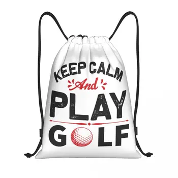 Maradj nyugodt és játssz golf húzózsinóros hátizsák női férfi sport edzőterem zsák hordozható egyedi golf logó bevásárlótáska zsák