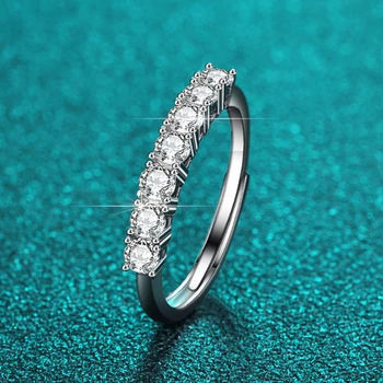 GRA tanúsítvánnyal rendelkező 0.7CT 3mm Moissanite állítható gyűrűk nőknek 925 sterling ezüst hozzáillő esküvői gyémántok egymásra rakható gyűrű