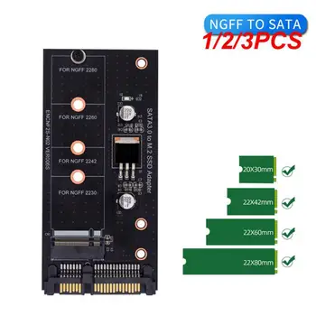 1/2/3PCS M.2 NGFF SATA 22P merevlemez-adapter M.2 NGFF SATA adapterkártya SATA3.0 HDD konverter támogatása 2230/2242/2260/2280