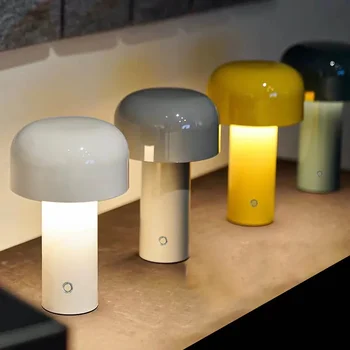 olasz tervező gomba asztali lámpa éjszakai fény hordozható vezeték nélküli érintéses újratölthető dekor lámpa USB éjjeli lámpa asztali lámpa
