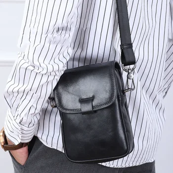 Férfi valódi bőr kis táska divat telefon tasak táska váll kereszttáska csomag divat multifunkcionális férfi mini táska