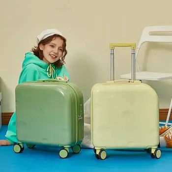 18 hüvelykes kis jelszó bőrönd Férfiak és nők Könnyű bőrönd Beszállás repülőgép Húzórúd Trend sajt Kofferek Poggyász utazási tábla