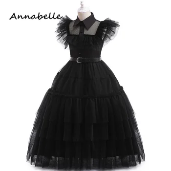 Annabelle Flower Girl ruha esküvőre Party Kids Baby Girl születésnapi fekete formális ruha puffadt ruha 2024 hírek Divat