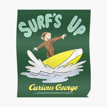 Kíváncsi George szörfözik fel szörfözés portré poszter Vintage otthoni kép dekoráció falfestmény Nyomtatószoba dekoráció Modern művészet keret nélkül