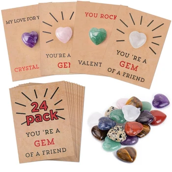 Valentin-napi ajándékok 24 csomag Valentin kártya Szív alakú kristályok ajándékok gyerekeknek - Valentin ajándékcsere