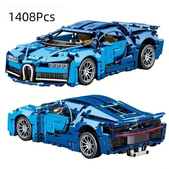 1408 db Mechanikus blokkok Racing Bugatti híres versenyautó modellek alkalmasak gyermekek és fiúk számára autós játékok összeszerelésére