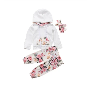 US Stock 0-24M Új divat Szép tavasz Újszülött Baby Girls Sport ruhák Ruhák Pulóver pulóver + nadrág szett AU