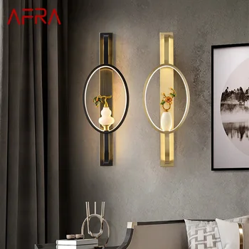 AFRA Kortárs fali lámpa LED vintage sárgaréz kreatív jáde töktök váza dekoráció Sconce Light otthoni nappali hálószoba