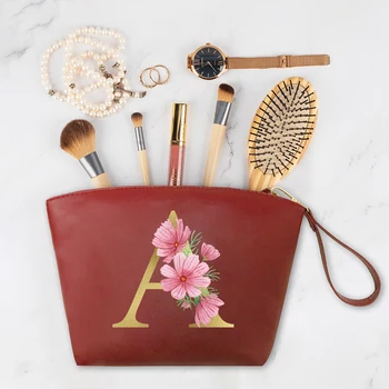 26 Angol ábécé virágos sminktáska női divat utazás hordozható sminktasak retro oldalsó táska hölgyeknek rúzs kozmetikai táska