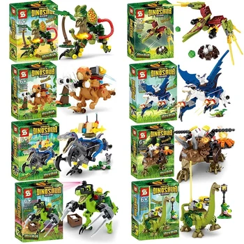 Őskori bolygó Jurassic Age dinoszaurusz kocka kompatibilis Legodinosaurida fejlesztő játék építőelem Brick Toys ajándékok fiú