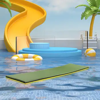 Pool úszó vizes szőnyeg Vízi tutaj 110x40x3.2cm Tartós hordozható gyermekek és felnőttek számára Sárga fekete zöld Xpe habszivacs szőnyeg