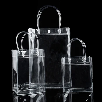 1PC átlátszó táska átlátszó bevásárlótáskák váll kézitáska PVC vízálló tároló táska ajándék kozmetikai műanyag zacskókhoz 18 méret