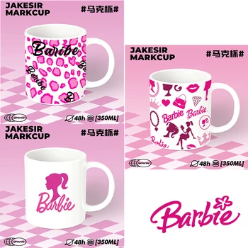 Kawaii Miniso Anime Barbie kerámia Igyál Víz Csésze Irodai íróasztal Dekoráció Ins Stílus Pár Reggeli Tejes Kupa Aranyos Bögre Lányok Ajándékok