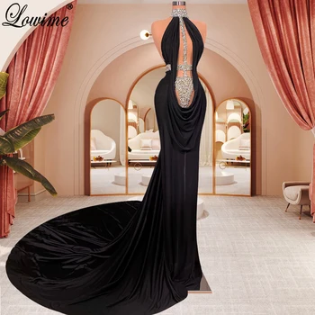 2023 Legújabb divat estélyi ruhák sellő fekete halter híresség ruhák gyönyörű báli parti ruhák nőknek فستان سهرة