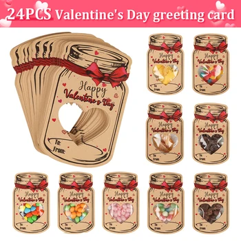 24Pcs Sodródó üveg Retro vicces üdvözlőlap Üreges szerelem szív üdvözlőlap Valentin-napi kellékek Cserekártyák