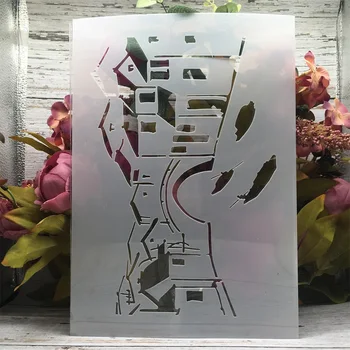 A4 29cm Kínai Víziváros DIY rétegező sablonok Falfestés Scrapbook Színező dombornyomás album dekoratív sablon