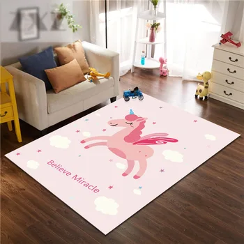 3D rózsaszín egyszarvú szőnyegek nappaliba Hálószoba Szőnyegek Princess gyerekszoba Játszószőnyeg Puha szőnyeg Gril Baba otthoni csúszószőnyeg
