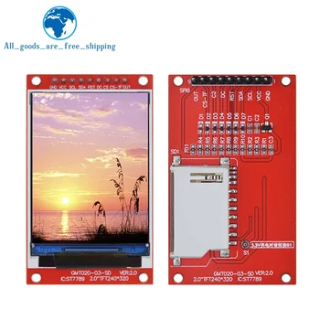 2,0 hüvelykes TFT Display Drive IC ST7789V 240x320 pontmátrix SPI interfész Arduio színes LCD kijelző modulhoz SD kártyával