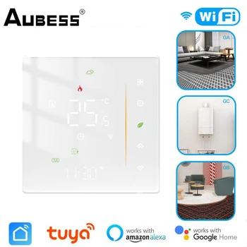 AUBESS Tuya WiFi intelligens víz / elektromos padlófűtés termosztát vízgáz kazán hőmérséklete az intelligens élethez Alexa Google Home