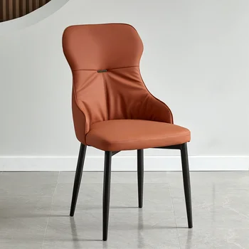 magas háttámla támaszték Étkezőszékek Modern egyszerű narancssárga akcentus ergonomikus étkezőszékek Lounge Luxus Sillas Para Comedor bútorok