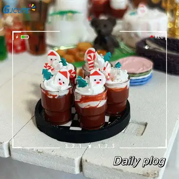 1db Mini gyanta karácsonyi csokoládé ital csésze babaház dekoráció 1/12 1/6 méretarányú babaház kiegészítők Gyerek Színlelj játékokkal