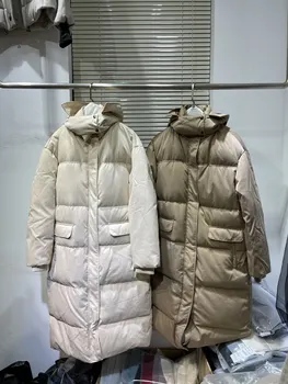 23 Téli új B*C Kiváló minőségű közepes hosszúságú kabát White Duck Down hosszú kapucnis meleg szélálló kapucnis kabát