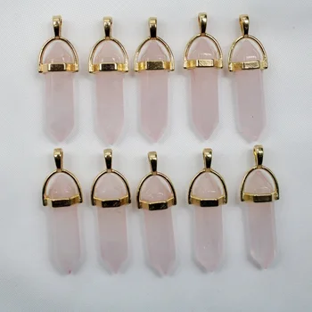Nagykereskedelem 12DBS természetes kő hatszögletű oszlop kvarc kristályoszlop medál nőknek ékszerkészítés nyaklánc kiegészítők
