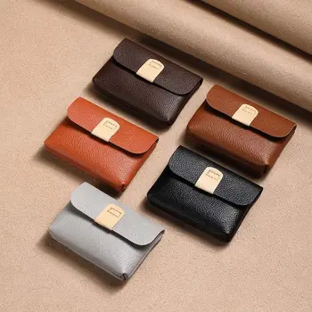 Női rövid pénztárcák Kártyatartó Egyszínű Egyszerű PU bőr puha Mini érme pénztárca Koreai stílusú azonosító hitelkártya-tulajdonosok