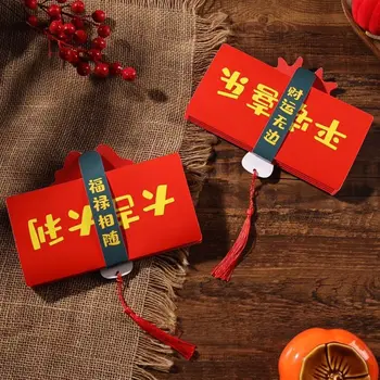 Többrétegű összecsukható piros csomag Nagy kapacitású nemzeti stílusú állatövi sárkány piros boríték Vastagítsa meg az újévi nyújtott táska partiját