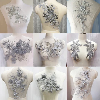 1 darab virágfolt hímzés flitterek rátétjavítás ruházathoz Esküvői ruha ruházati kiegészítők
