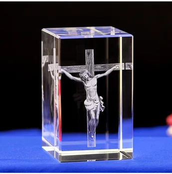 Hatékony HOME család Talizmán-Jézus Krisztus a kereszten A keresztre feszítés Krisztus a kereszten Vallásos figura 3D kristályszobor