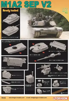 DRAGON 7615 1/72 méretarányú M1A2 SEP V2 Abrams műanyag modellkészlet