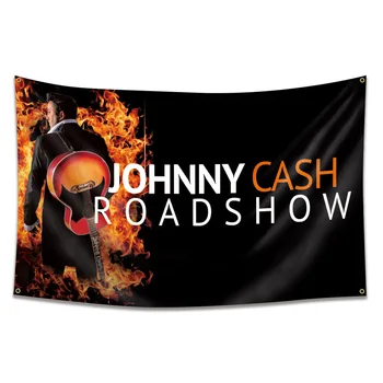 3X5Ft Johnny Cash zászló 4 zárógyűrűvel a főiskolai kollégiumi férfi barlangdekorációs zászlóhoz