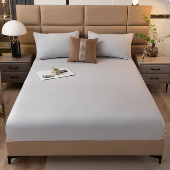 Egyszínűre mosott nyers pamut ágynemű, egy darabból álló, teljes védelmet nyújtó ágytakaró, lepedő, ágytakaró és matrac 343