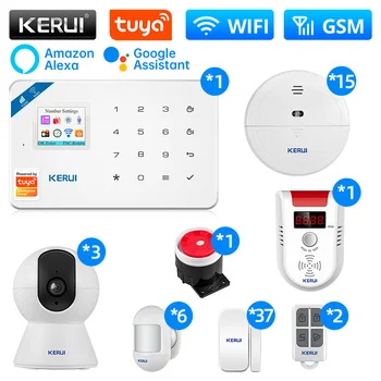 KERUI biztonsági riasztórendszer W181 WIFI GSM riasztóközpont Tuya Smart / Smart Life APP távirányító vezeték nélküli központi egység