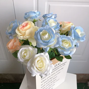 2/5 db Gyönyörű selyem műrózsa virágok Esküvői otthon Asztal dekoráció Hosszú csokor Rendezzen hamis növényt Valentin-napi ajándékok