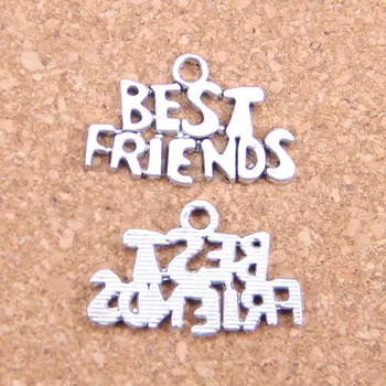 72db Charms Legjobb barátok 24x16mm Antik medálok,Vintage tibeti ezüst ékszerek,DIY karkötő nyaklánchoz