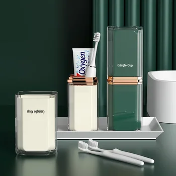 Fogkrém Fogkefe tároló doboz Szervező Luxus Travel Wash Cup Hordozható fogkefetartó Konténer Fürdőszoba kiegészítők
