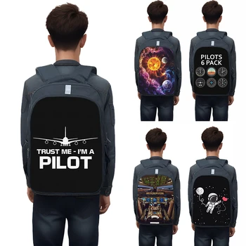 Pilóták 6 darabos repülőgép-szimulátor hátizsák Vadászrepülőgép gyerekek hátizsák bolygó űrhajós iskolatáskák tinédzser nőknek laptop táska