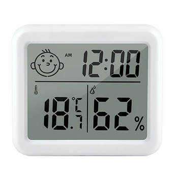  Ultra vékony digitális hőmérő Automatikus elektronikus páratartalom-figyelő ébresztőóra LCD beltéri száraz higrométer