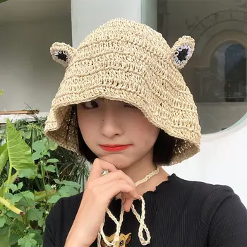 Japán Kis friss nyári koreai változat béka szalmaka napsapka béka alakú szalmakalap női szalmakalap szél összecsukható vödör kalap