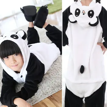 Kids Totoro Panda Onesie Warm Soft Flanel overallok Téli meleg jumpsuit